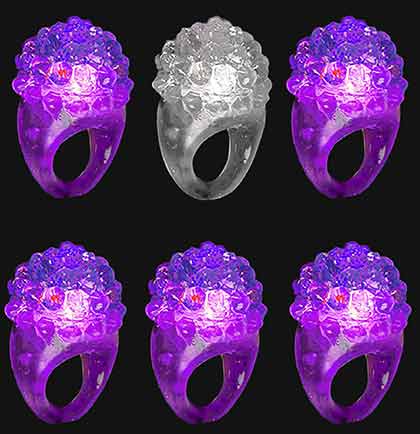 Purple & White Bumpy Light Up Ring - Set of 6