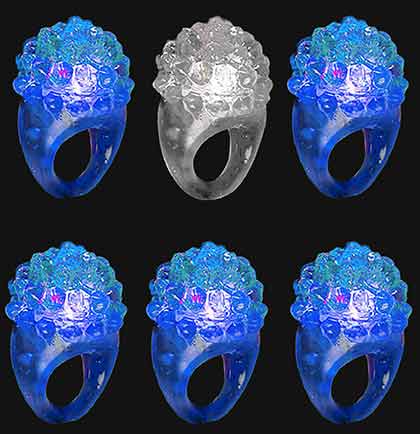 One white bumpy jelly ring and five blue bumpy jelly ring set