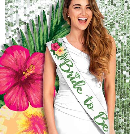Tropical Green Bride to Be White Sash