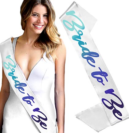 Bride to Be Ombre & Sam Pen*s Light Aqua Blue Sparkle Sash - Set of 2