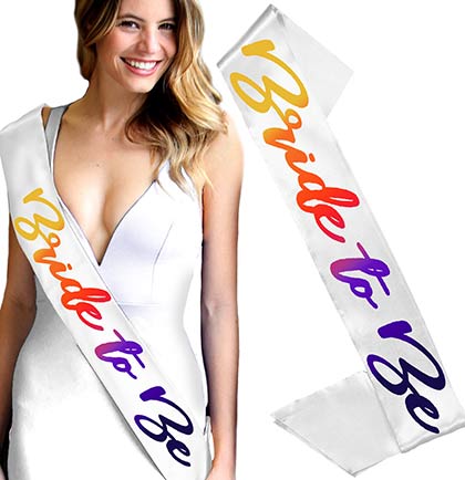 Bride to Be Tequilla Sunrise Ombre & Sam Pen*s Gold Sparkle Sash - Set of 2