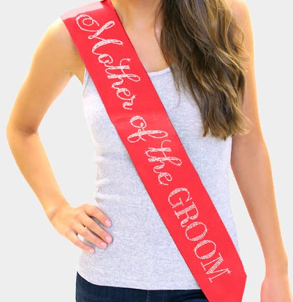 Flirty Mother of the Groom Rhinestone Sash