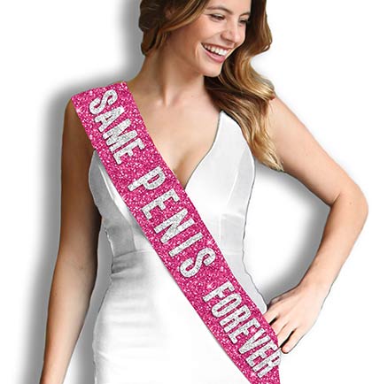 Hot Pink Glam Bride to Be & Sam Pen*s Hot Pink Sparkle Sash - Set of 2