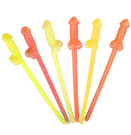 Red & Yellow GLOW Dicky Straws - Set of 6