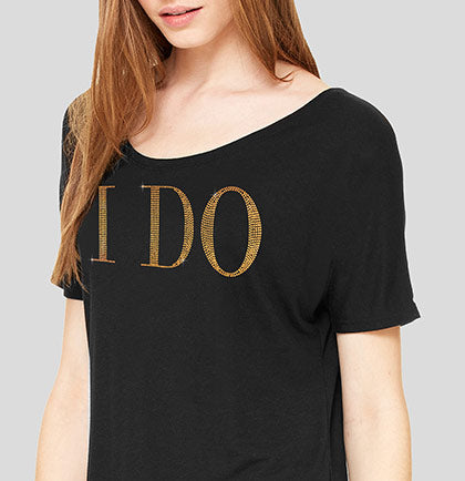 I Do Gold Rhinestud Flowy Tee