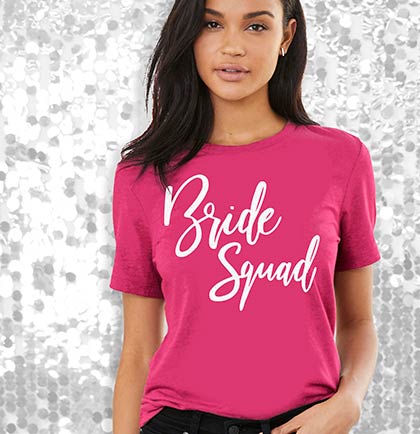White Glam Bride Squad Magenta Tshirt