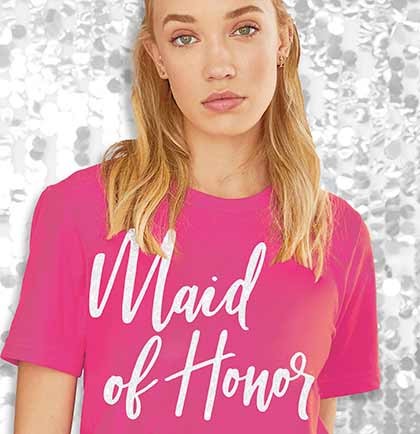 White Glam Maid of Honor Magenta Tshirt