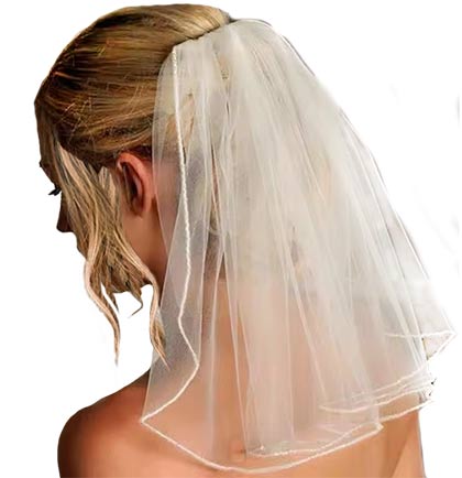 Blue Bride with Diamond White Sash, Blue Glasses & Short Veil Set
