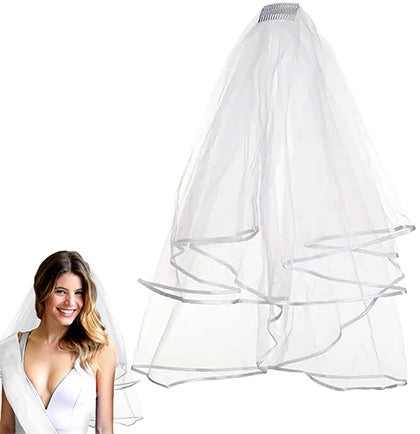 Bride to Be White & Rose Gold Diamond Sash, Veil & Bow - Set of 3