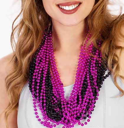 Hot Pink & Black Beads - 24pc