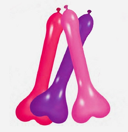 These hilarious balloons aren't for the faint of heart! The purple and pink pecker balloons inflate up to 23" long Use them to decorate a bachelorette party or incorporate them into your bachelorette games.