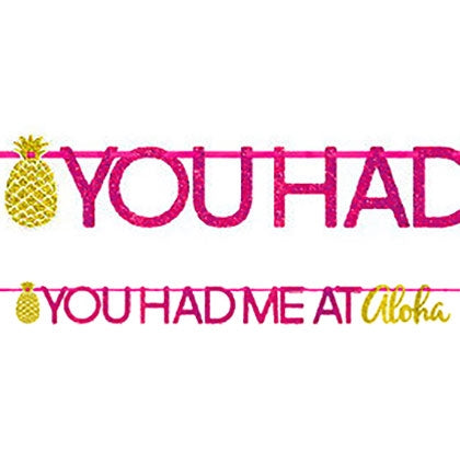 This 12" glitter banner is perfect for an upcoming Tropical Bachelorette party! The glitter banner says YOU HAD BE AT ALOHA and is accented with a pineapple. 