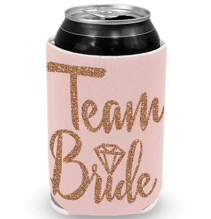 Team Bride Diamond Rose Gold Glitter Can Cover