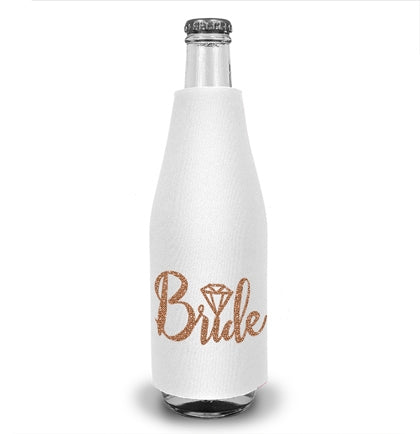 Bride Diamond Rose Gold Glitter Bottle Cooler