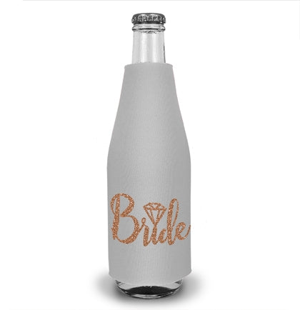 Bride Diamond Rose Gold Glitter Bottle Cooler