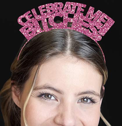 Celebrate Me Bitches Hot Pink Glitter Headband