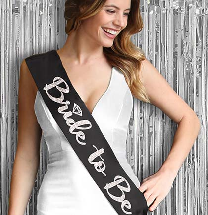 Bride to Be Diamond Silver Glitter Sash