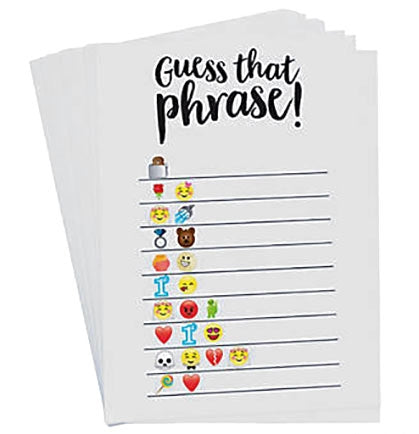 This trendy Emoji Guess The Phrase Card Game is the perfect ice breaker to start the Bachelorette Party or Bridal Shower! The game comes with one answer card and twenty-four cards so there are plenty for the party guests to translate the emojis into bridal and wedding themed phrases! 