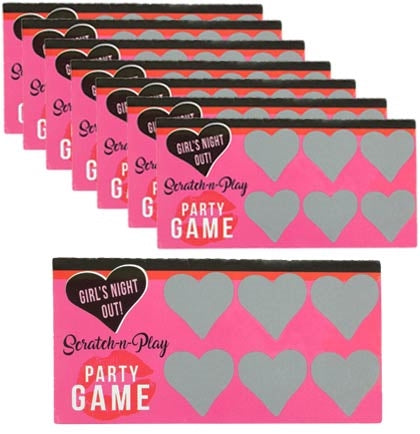 This Scratch a Dare game will have everyone at the bachelorette party doing wild and crazy things! Pass the twelve cards out to the players and they will have to scratch off the card and do the dare listed underneath.
