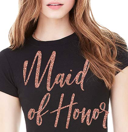 Rose Gold Maid of Honor Glam Black Tshirt