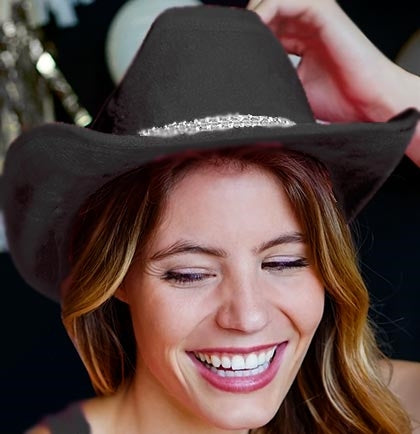 Black Western Bling Hat with Veil