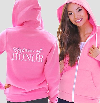 Matron of Honor Modern Fleece Hoodie: Electric Pink - XL •