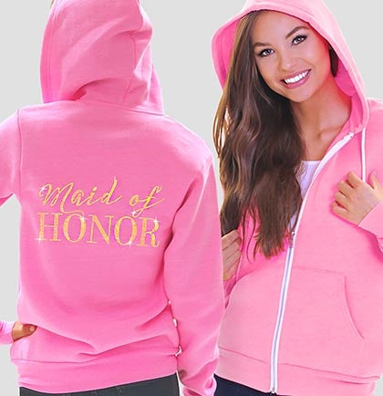 • Maid of Honor Modern Fleece Hoodie: Electric Pink •