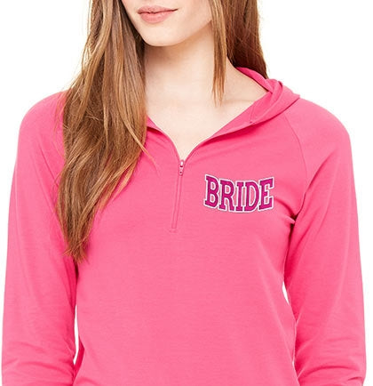 Sporty Bride Half Zip Pink Hoodie - XL