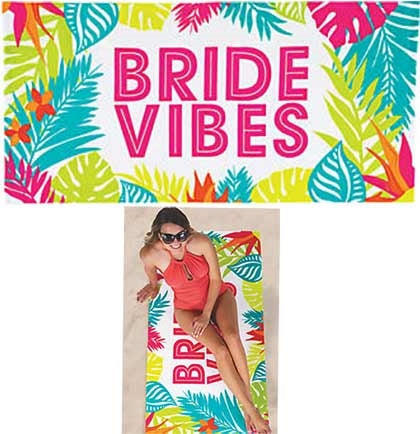 If you're planning a bachelorette party for the summer this large 60"x30" Bride Vibes Beach Towel is the perfect for the bride! Whether the party is at the beach or at the pool the bride will love this polyester towel.