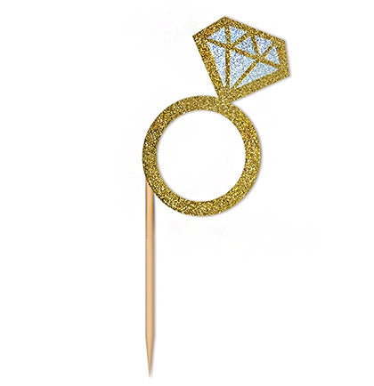 He put a ring on it, so decorate some cupcakes or snacks for the Bride with these fun glitter diamond ring cupcake toppers! The set of 24 glitter cupcake toppers are a diamond ring shape in gold and silver. 