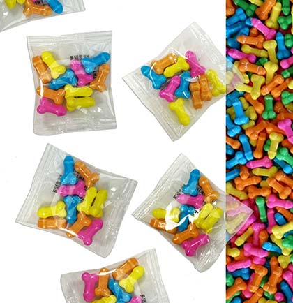 Multi-Colored Bachelorette Party Mini Candy Pecker Packs Set of 6