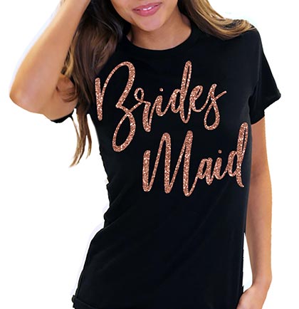 Rose Gold Bridesmaid Glam Black Tshirt