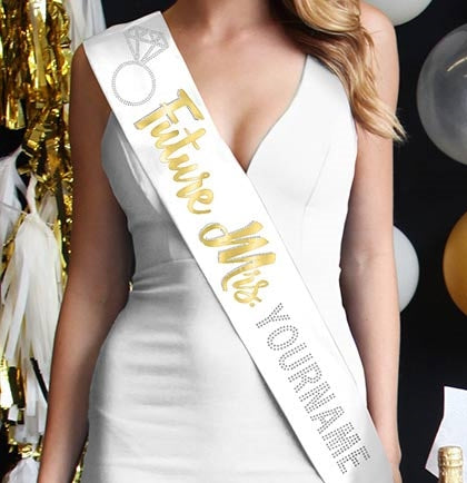 Future Mrs. Custom Gold Foil & Rhinestone Sash