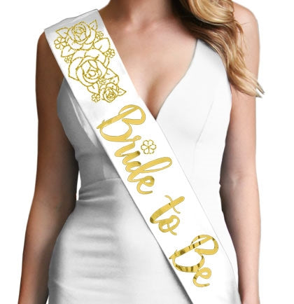 Gold Floral Bride to Be Diamond Gold Foil Sash