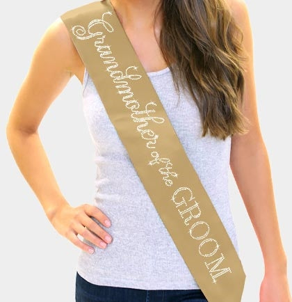Flirty Grandmother of the Groom Rhinestone Sash