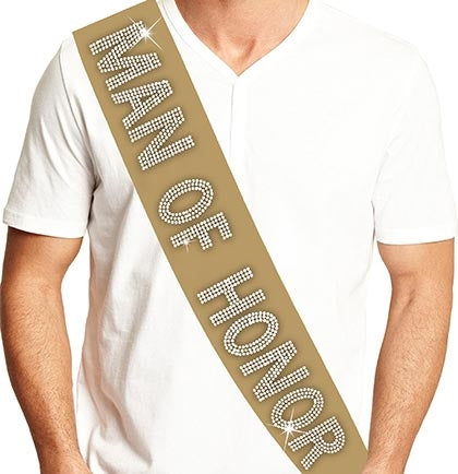 Man of Honor Rhinestone Sash