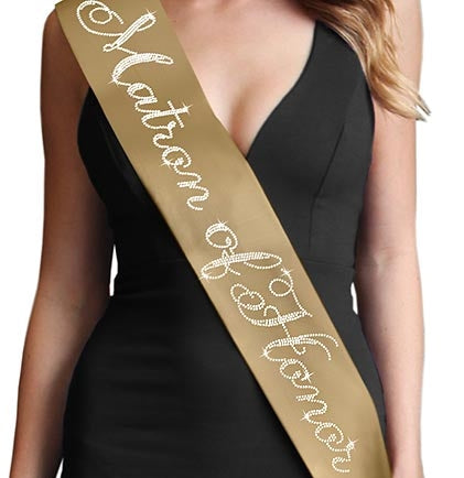 Flirty Matron of Honor Rhinestone Sash