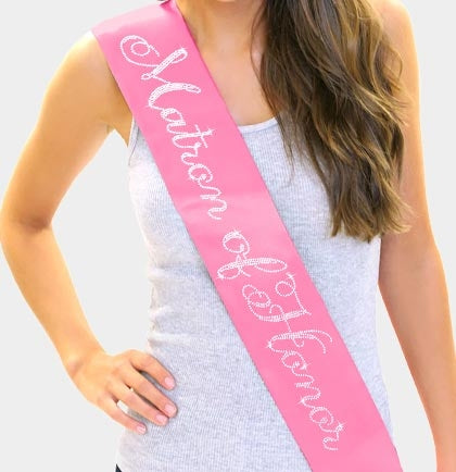 Flirty Matron of Honor Rhinestone Sash
