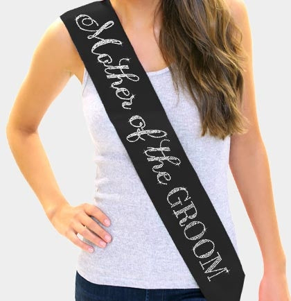 Flirty Mother of the Groom Rhinestone Sash