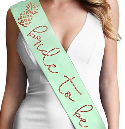 Rose Gold Glitter Bride To Be with Pineapple Sash