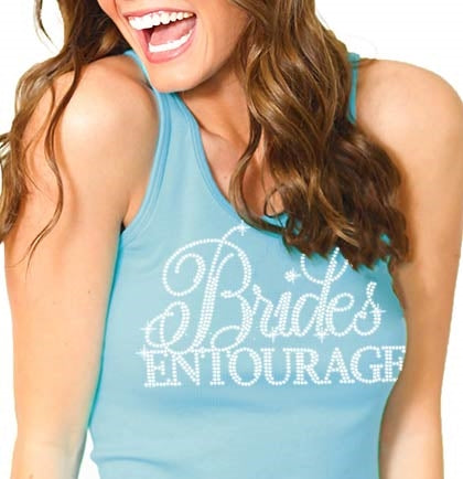 Flirty Bride's Entourage Rhinestone Tank Top: Light Blue