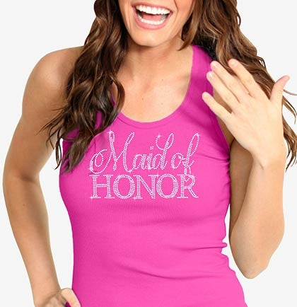 Flirty Maid or Matron of Honor Racerback Tank Top: Magenta