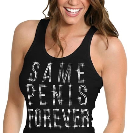 Same Pen*s Forever Rhinestone Black Tank