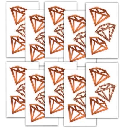 Rose Gold Diamonds Temporary Tattoo - Set of 10
