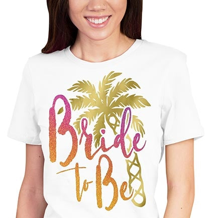 Ombre Bride to Be Palm Tree White Tshirt