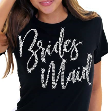 Rhinestone Bridesmaid Glam Black Tshirt