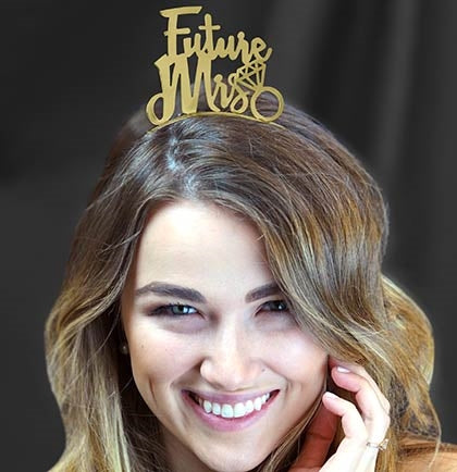 Future Mrs Gold Headband & White Veil - Set of 2