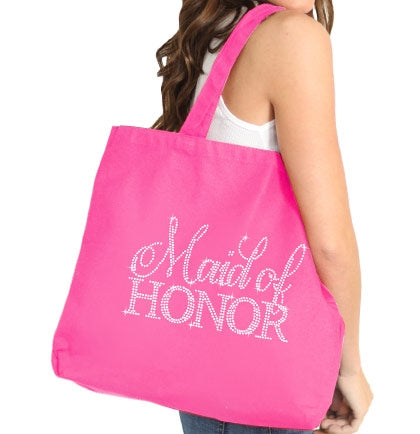 Flirty Maid of Honor Large Canvas Tote