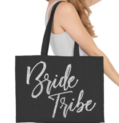 Bride Tribe Glam Rhinestone Large Canvas Tote