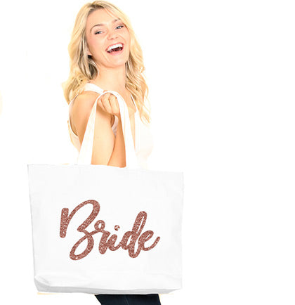 Glam Bride Rose Gold Large Canvas Tote